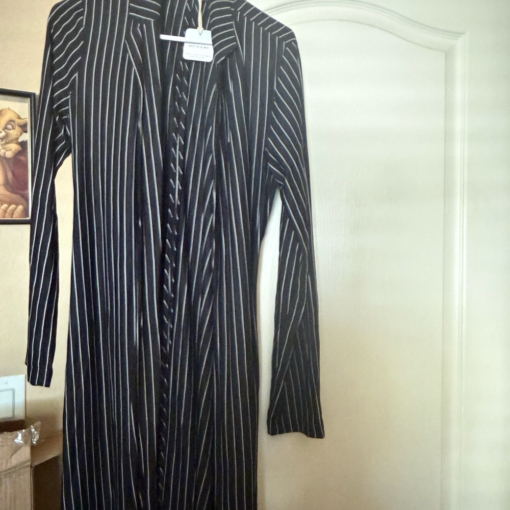 Black and White Striped Women's long duster